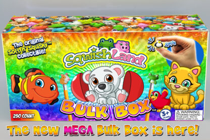 A box of squish land is shown with the words squishing land.