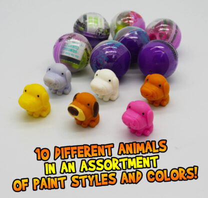 A bunch of different animals in an assortment of paint styles and colors.
