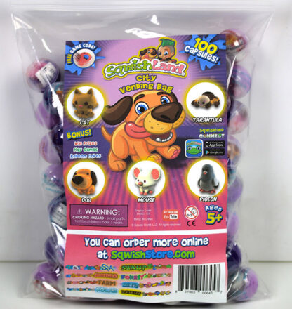 A bag of squibbles toys with the packaging.