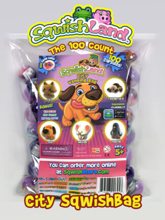 A bag of squishies that are in the shape of dogs.