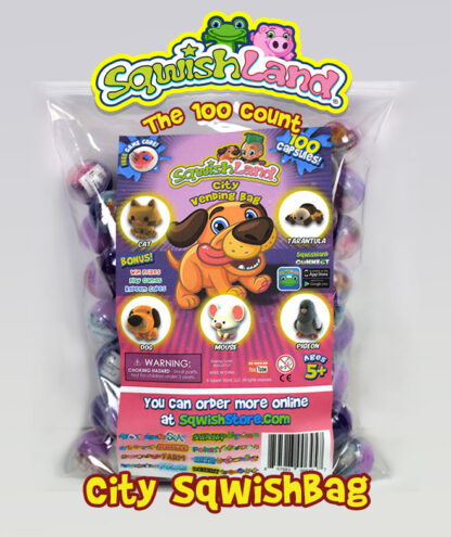 A bag of squishies that are in the shape of dogs.