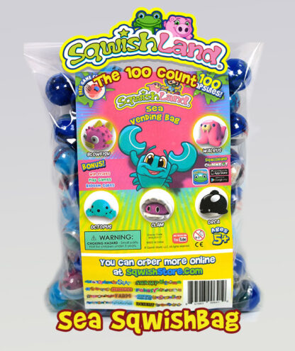 A bag of squish land toys is shown.