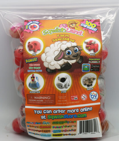 A bag of squish pops with the back cover showing.