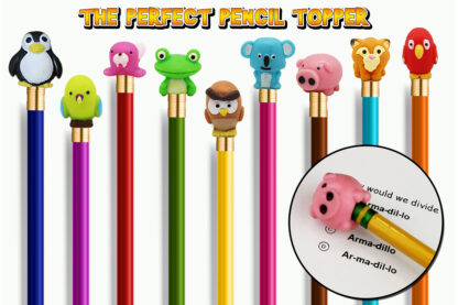 A pencil topper with different animals on it.