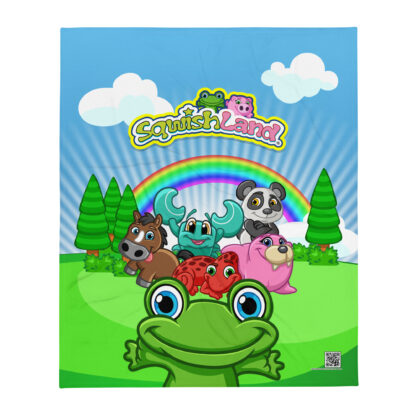 A cartoon of a frog with other animals in the background.